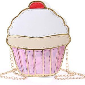 Cupcake Crossbody Bag Pink Women's Zipper Purse Cute Kawaii Cosplay Handbag